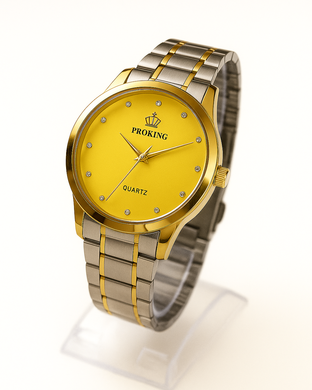 Proking Royal Yellow Dial Quartz Stainless Steel Watch