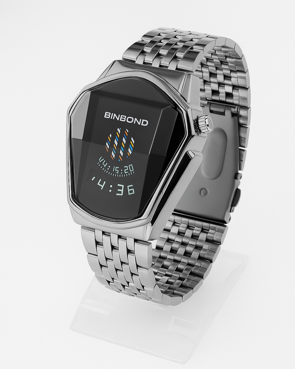 BINBOND Luxury Digital Wrist Watch – Stainless Steel Strap