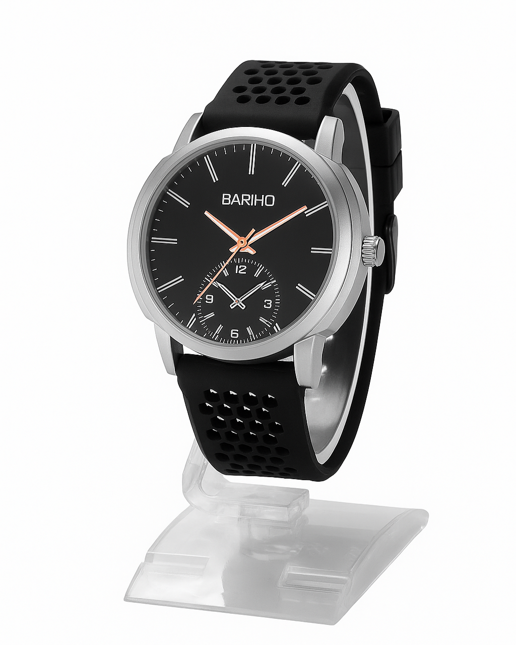 BARIHO Stylish Analog Men's Watch – Black Dial &amp; Sporty Silicone Strap
