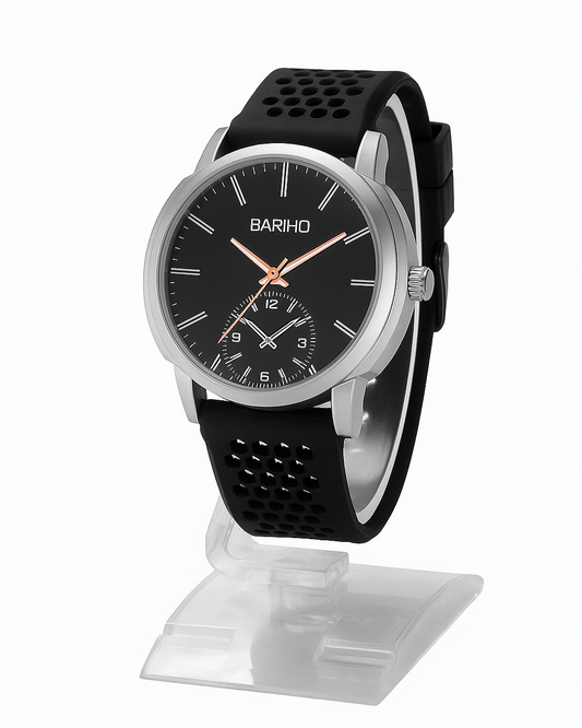 BARIHO Stylish Analog Men's Watch – Black Dial &amp; Sporty Silicone Strap