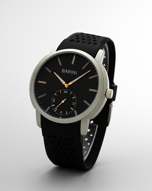 BARINI Classic Black Dial Men’s Wristwatch with Silicone Strap