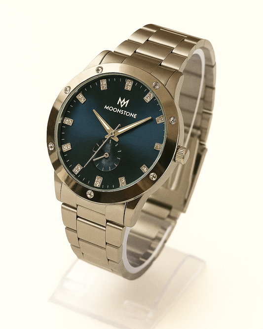 Moonstone Blue Dial Luxury Stainless Steel Watch